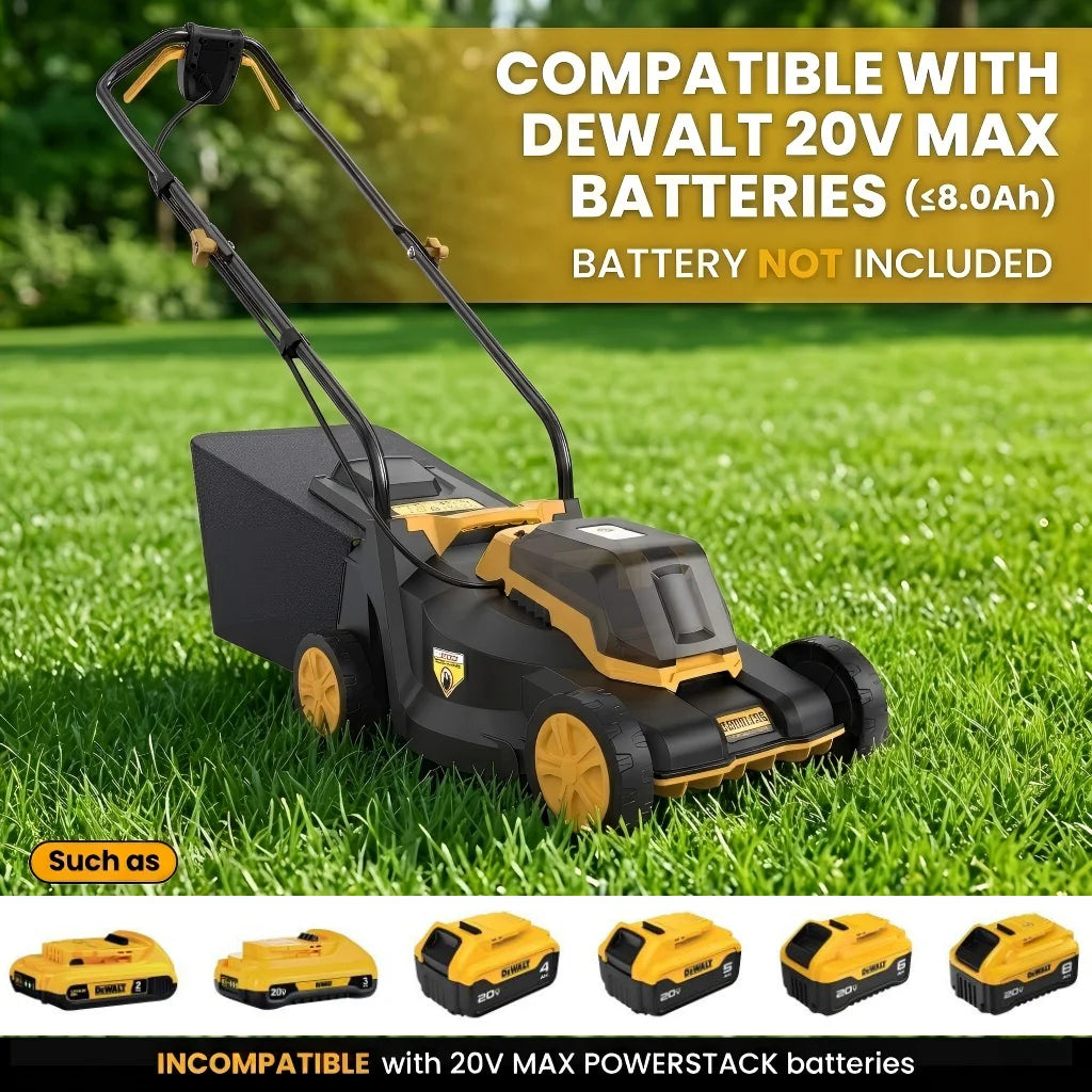 13-Inch Cordless Lawn Mower, Compatible with Dewalt 20V MAX Battery,  3-Position Height Adjustment, Foldable & Lightweight  Compact Lawn Mower for Small Yard (Tool Only)
