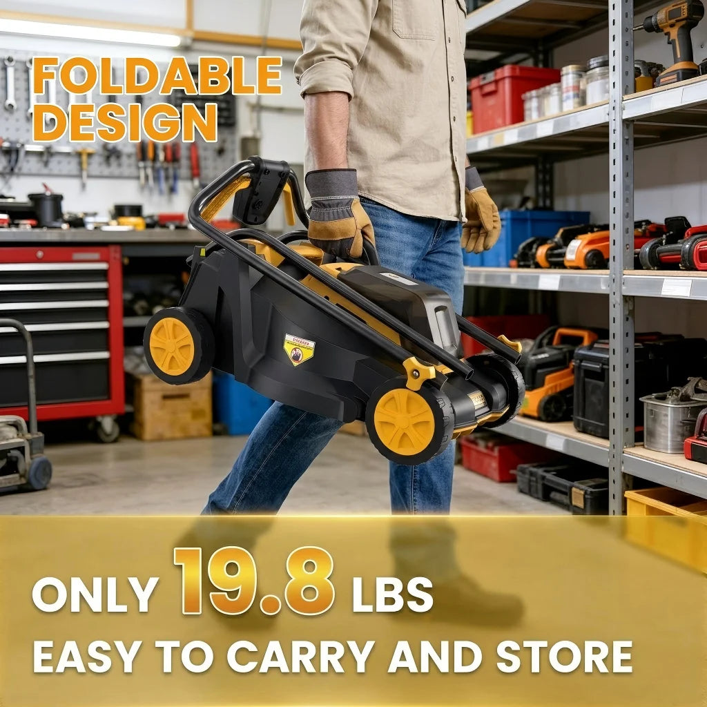 13-Inch Cordless Lawn Mower, Compatible with Dewalt 20V MAX Battery,  3-Position Height Adjustment, Foldable & Lightweight  Compact Lawn Mower for Small Yard (Tool Only)