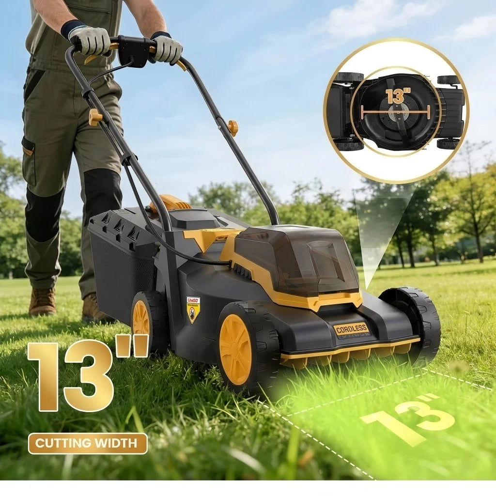 13-Inch Cordless Lawn Mower, Compatible with Dewalt 20V MAX Battery,  3-Position Height Adjustment, Foldable & Lightweight  Compact Lawn Mower for Small Yard (Tool Only)