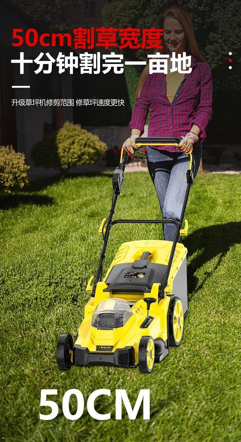 Premium 50L Hand-pushed Lawn Mower, Small Household Multi-functional Lawn Mower and Pusher, 2200W High-power Weeding, Light and
