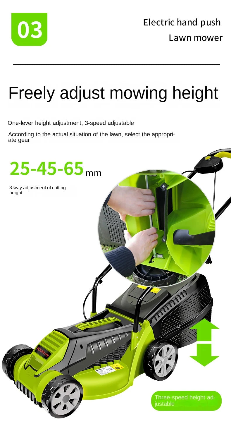 1600w Powerful Hand-Pushed Electric Lawn Mower Desbrozadora Batería충전식 예초기 전기예초기 충전식예초기 충전 예초기 Триммер Для Травы 잔디깍는기계 잔디깍기 제초기