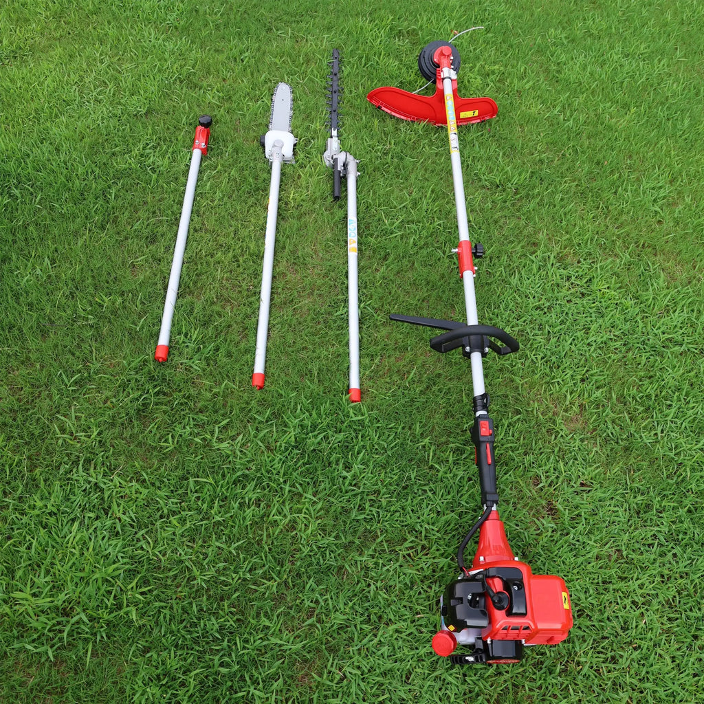 33cc 2Cycle MultiFunctional Gas Weed Wacker with 10 Blade 18 Head Pole Saw Hedge Trimmer Attachments EPA Compliant Lawn Garden