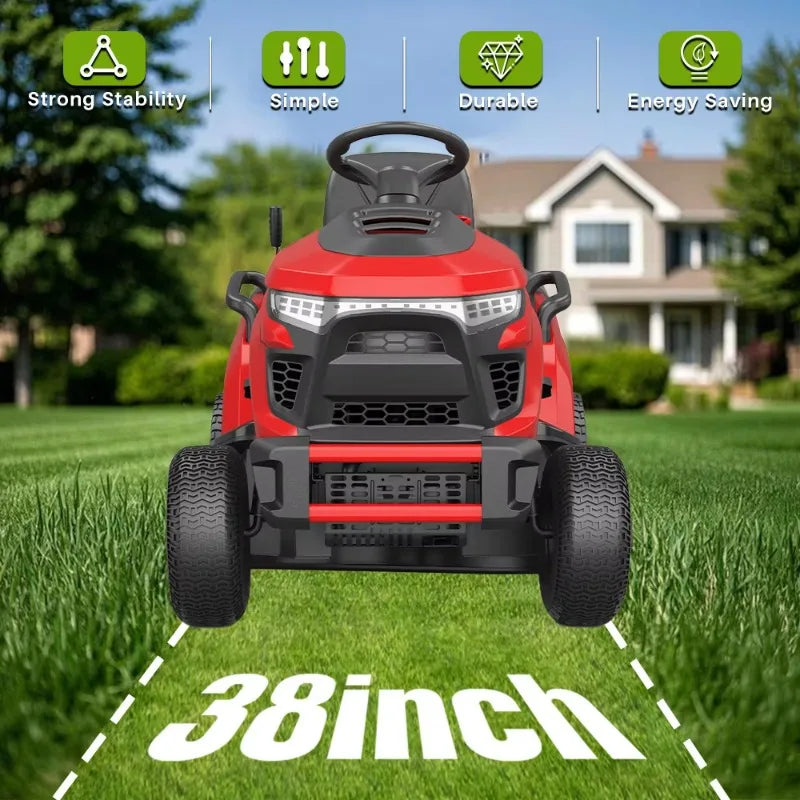 452CC Commercial Engine Riding Lawn Mower 38" Cutting Width Self‑Propelled Cordless 250L Grass Box Rear Discharge Garden