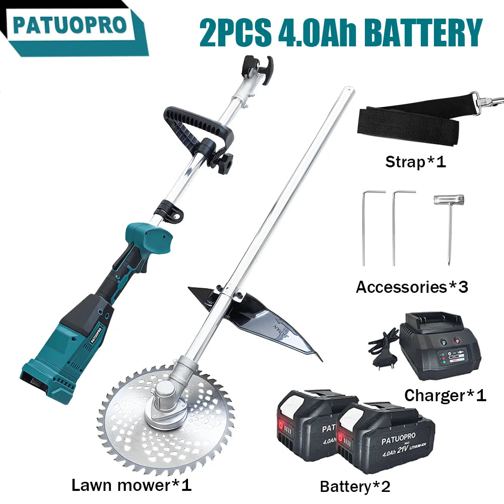 9 Inch Brushless Cordless Lawn Mower Electric Grass Trimmer Cutter Adjustable Length Pruning Garden Tools For Makita 18V Battery