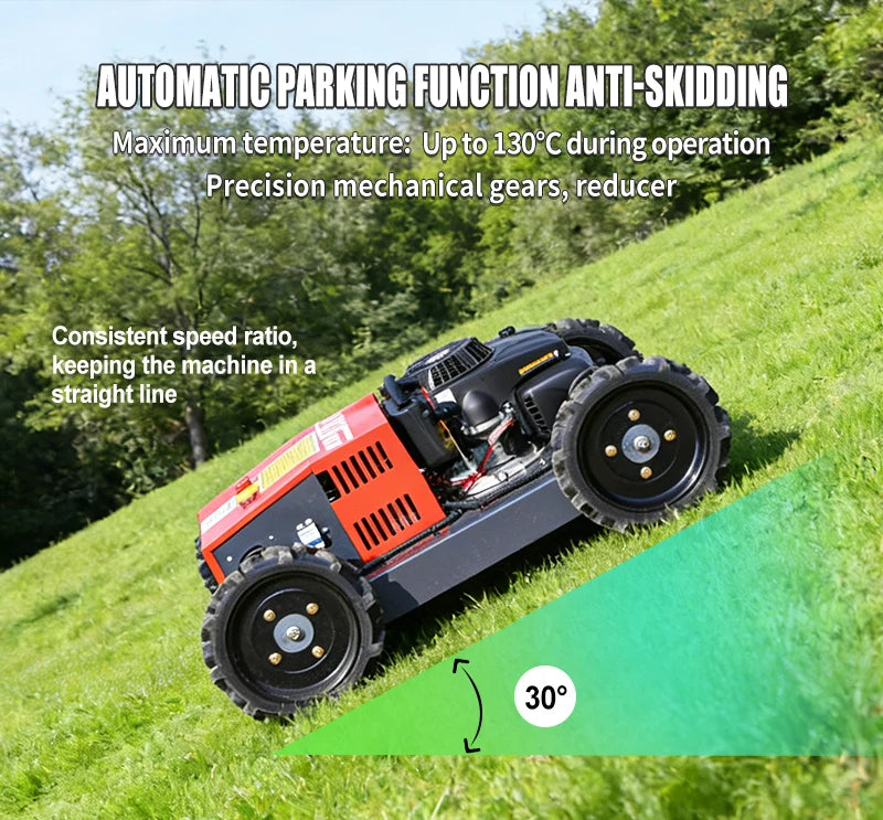 Customized  All-Terrain Remote Control Rubber whee Lawn Mower Mountain Slope Grass Shredder Crawler Type Self-Propelled Hot Sale