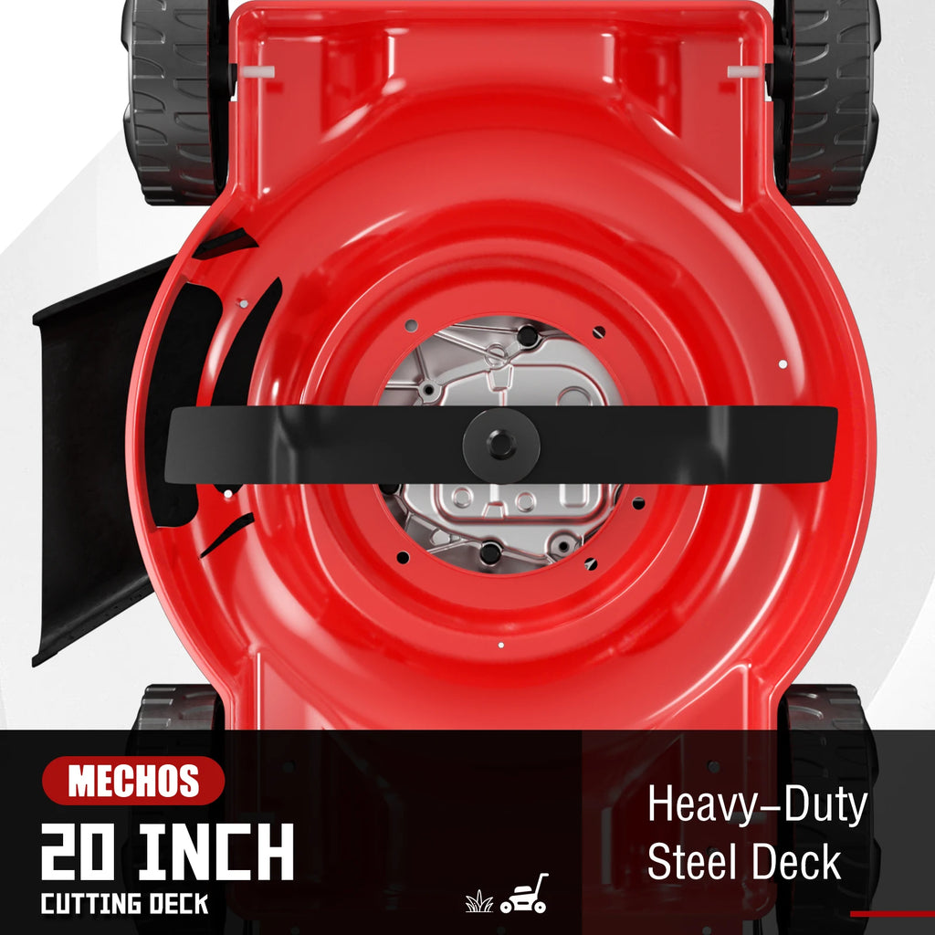Gas Powered Push Lawnmower, 20-Inch Cutting Deck, 144cc 4-Stroke Engine, 2-in-1 Function (Side Discharge/Mulching), Lightweight