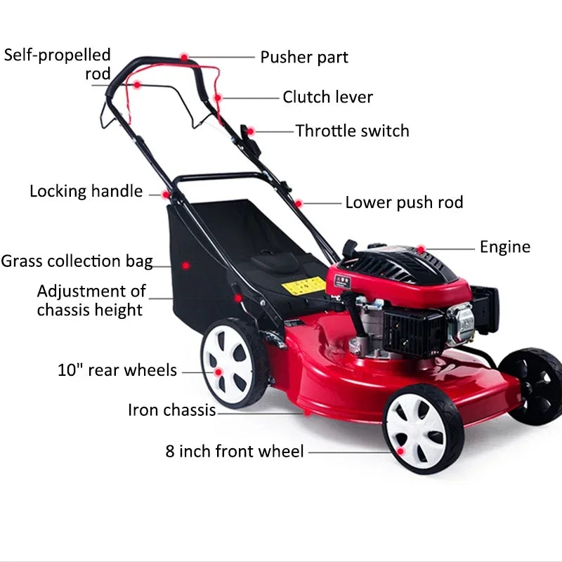 Power Tools Lawn Mower Gasoline Weed Eater Power Lawn Push Mower Self-propelled Orchard Mower