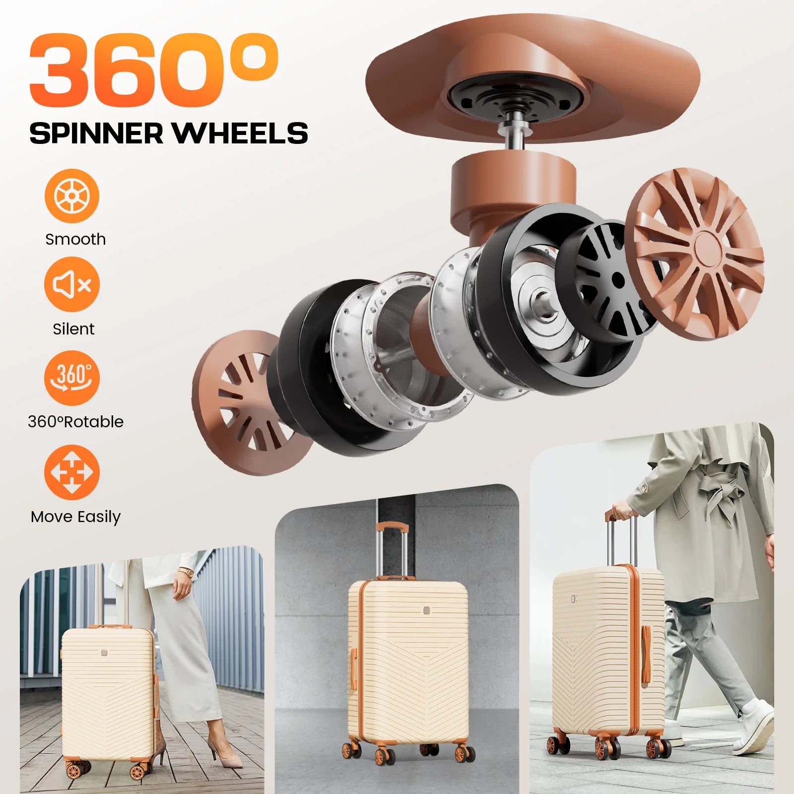 4/6 Piece Luggage Set with Spinner Wheels & TSA Lock, Carry on Luggage Hardshell ABS+PC, Travel Collection Suitcases Sets