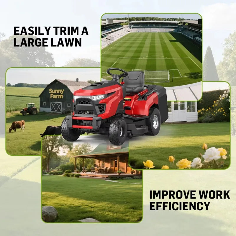 452CC Commercial Engine Riding Lawn Mower 38" Cutting Width Self‑Propelled Cordless 250L Grass Box Rear Discharge Garden