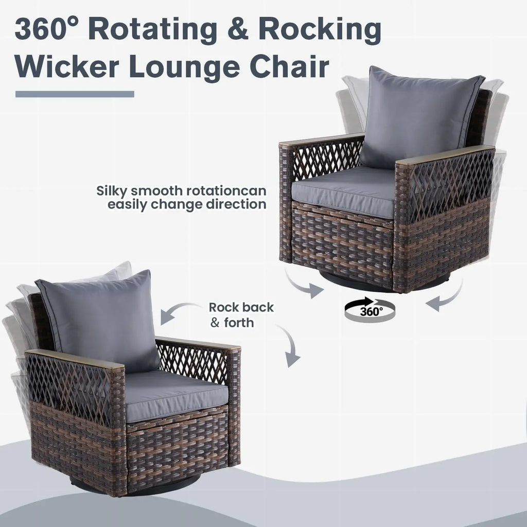 3 Pcs Patio Bistro Set with Table Set, All-Weather Wicker Patio Furniture Set with Thickened Cushions and High Back, Customized
