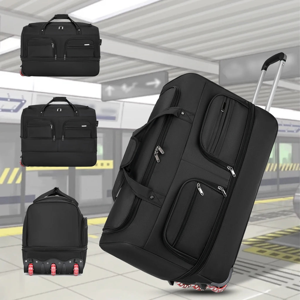 2026 New Fashion Travel Bag Women's Large-Capacity Men's Sports Bag Waterproof Travel Bag Roller Trolley Bag Duffel Bag