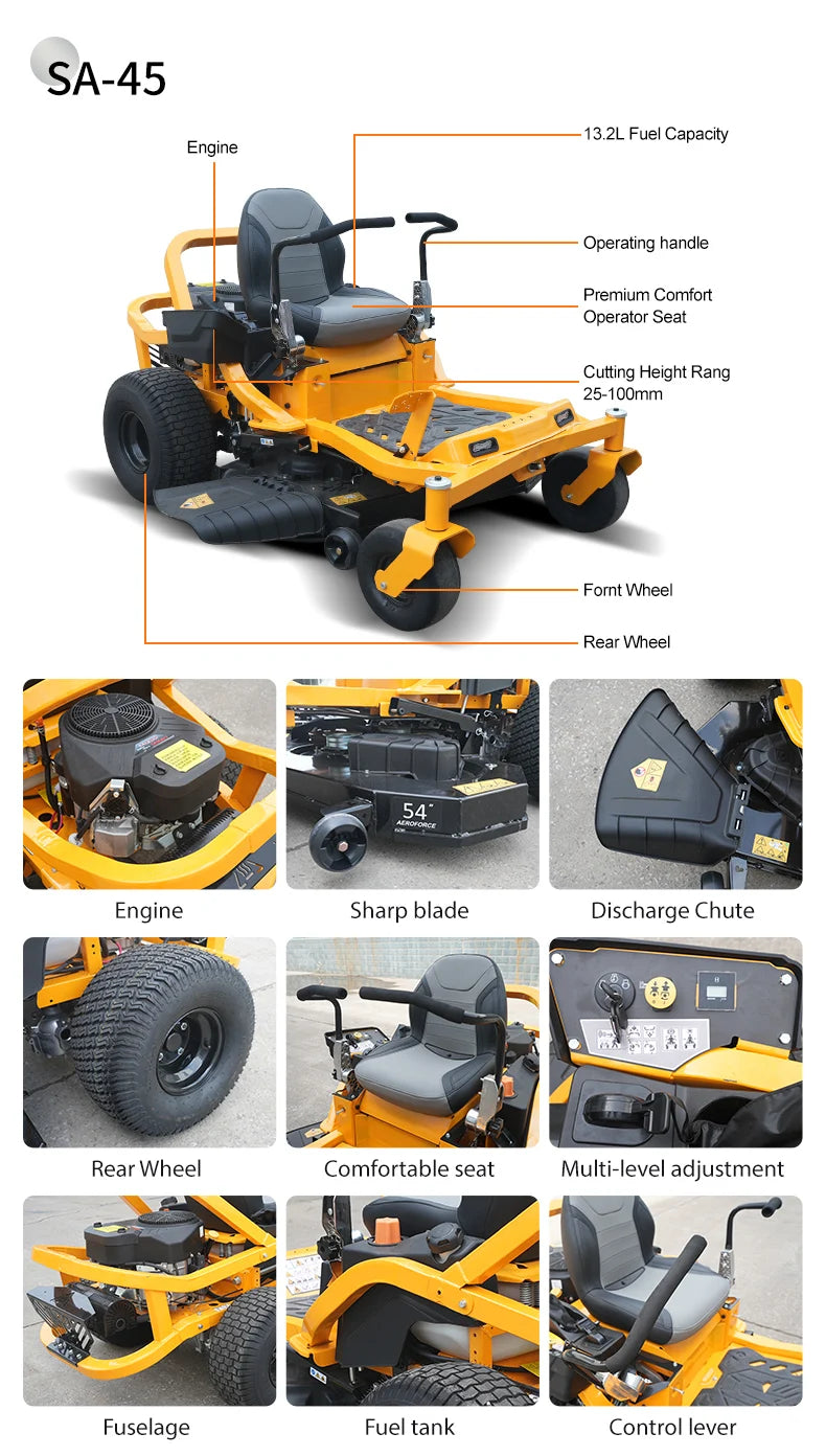 Reliable lawn tractor riding mower riding lawn mower zero turn with bag electric lawn mower riding