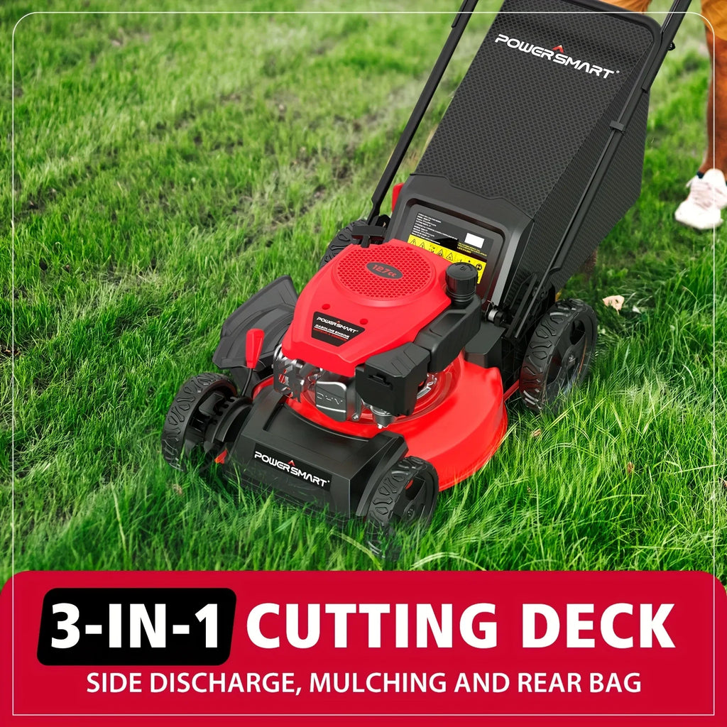 KEEHOME Lawn Mower Gas Powered, 18-Inch 140cc Engine 3-in-1 Walk-Behind Push Lawn Mower