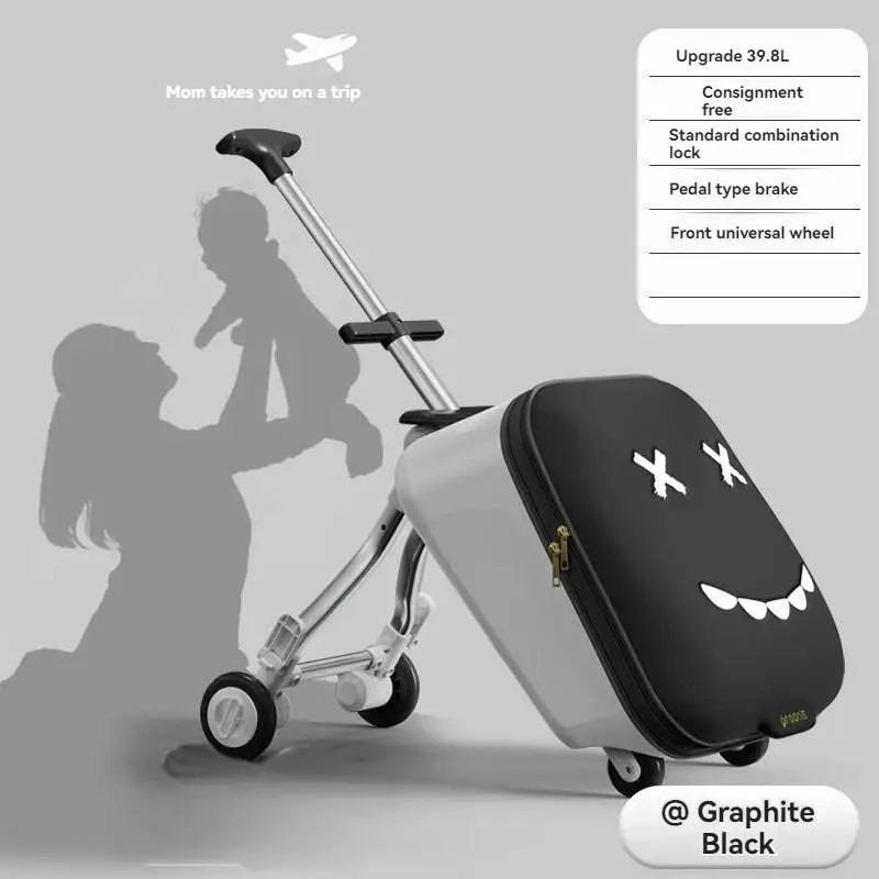 A Children's Suitcase with a Handle, a Travel Case, a Stroller for Taking Kids Out, a Travel Wonder, and Can Be Ridden on Board.