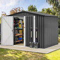 Steel Storage Shed Secure Entrances & Air Circulation Patio Lawn 7x5FT, Custom