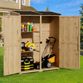 Outdoor Storage Cabinet with Waterproof Roof, Double Door Lockable Garden Shed with 2 Removable Shelves, Wooden Storage Shed