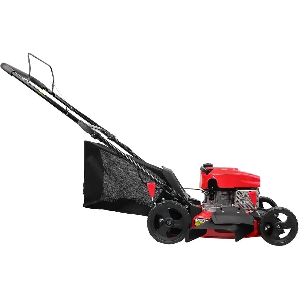 EasyCut 18-Inch 144cc Push Gas Lawn Mower, 3-in-1 Mulch/Bag/Side Discharge, Steel Deck, 6 Height Adjustment