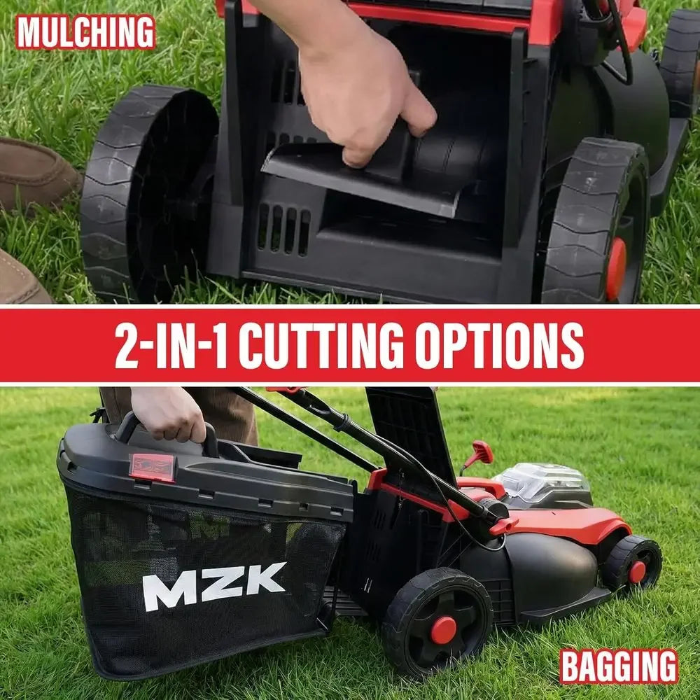 40V 16" Electric Lawn Mower, 2-in-1 Brushless Cordless Lawn Mower, Walk-Behind Push Mowers with 5-Position Height Adjustment, 2