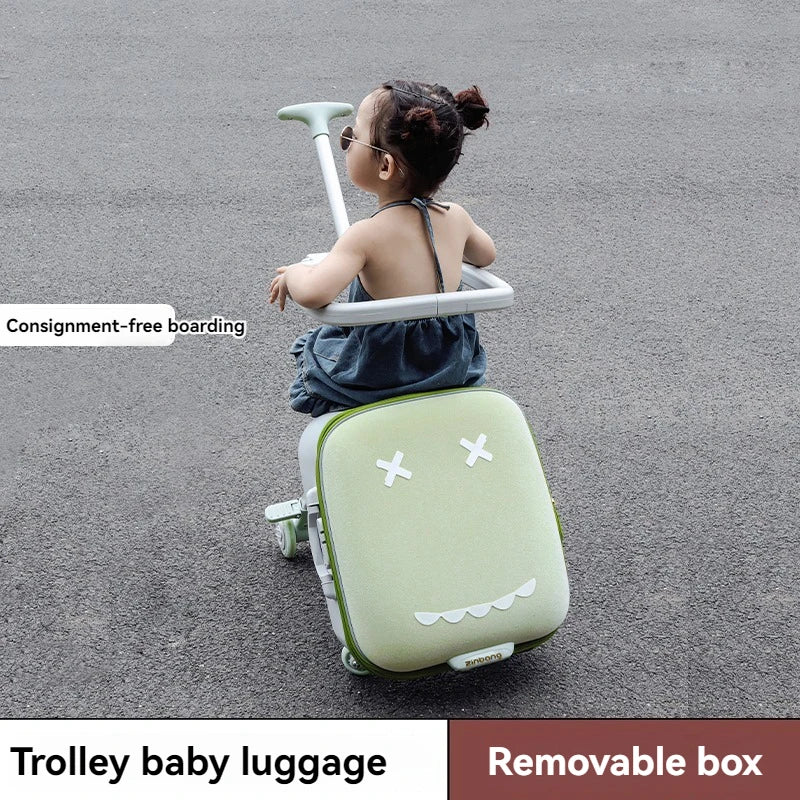 A Children's Suitcase with a Handle, a Travel Case, a Stroller for Taking Kids Out, a Travel Wonder, and Can Be Ridden on Board.