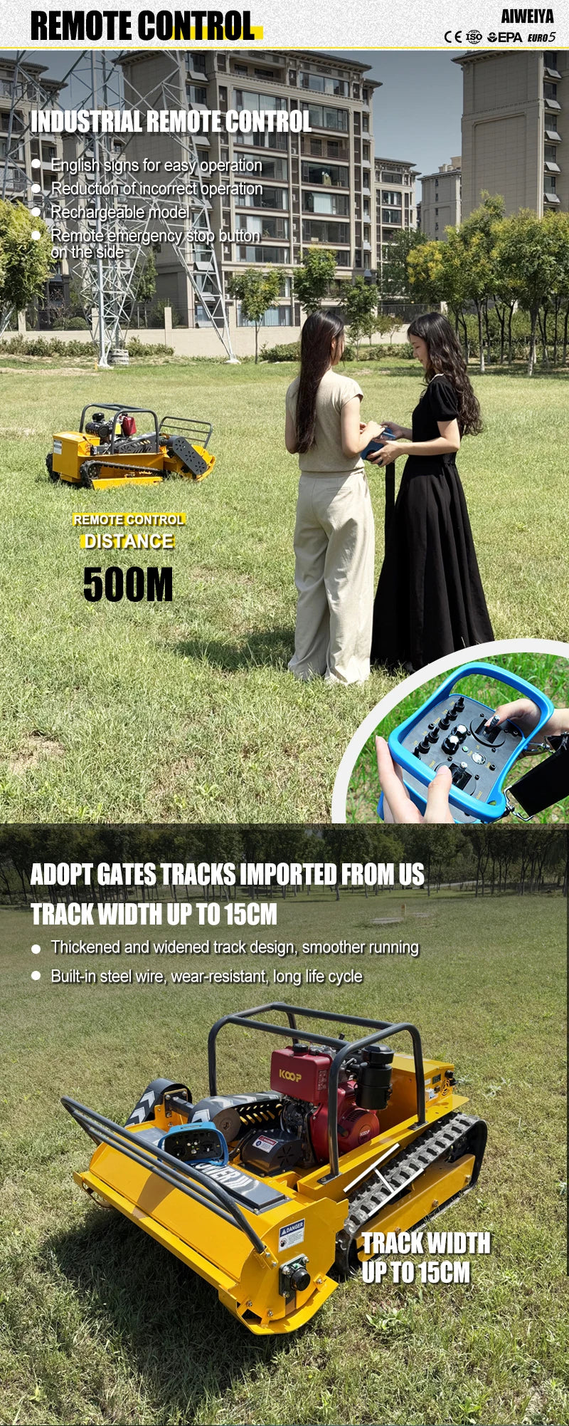 Customized industrial automatic crawling four stroke engine lawn mowing robot, high-power fruit farm household lawn mower