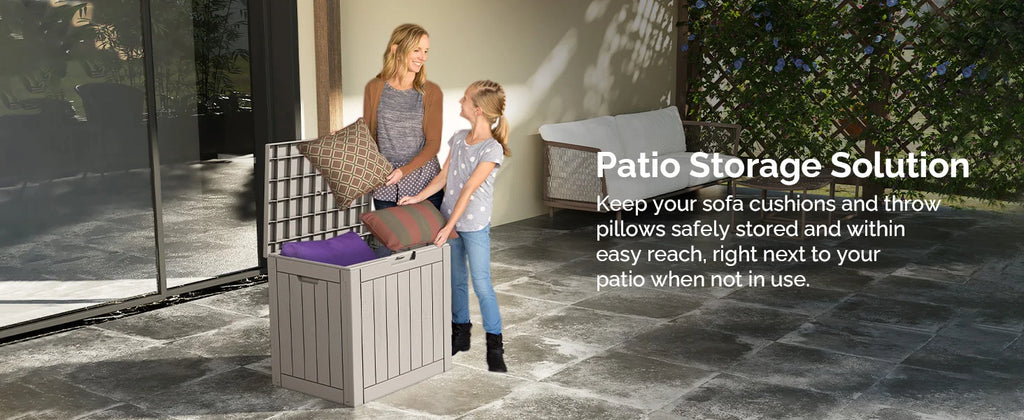 Outdoor Deck Box: Lockable Package Delivery Box, Weather-Resistant Outdoor Storage Bin, 30-Gallon Faux Plank Driftwood