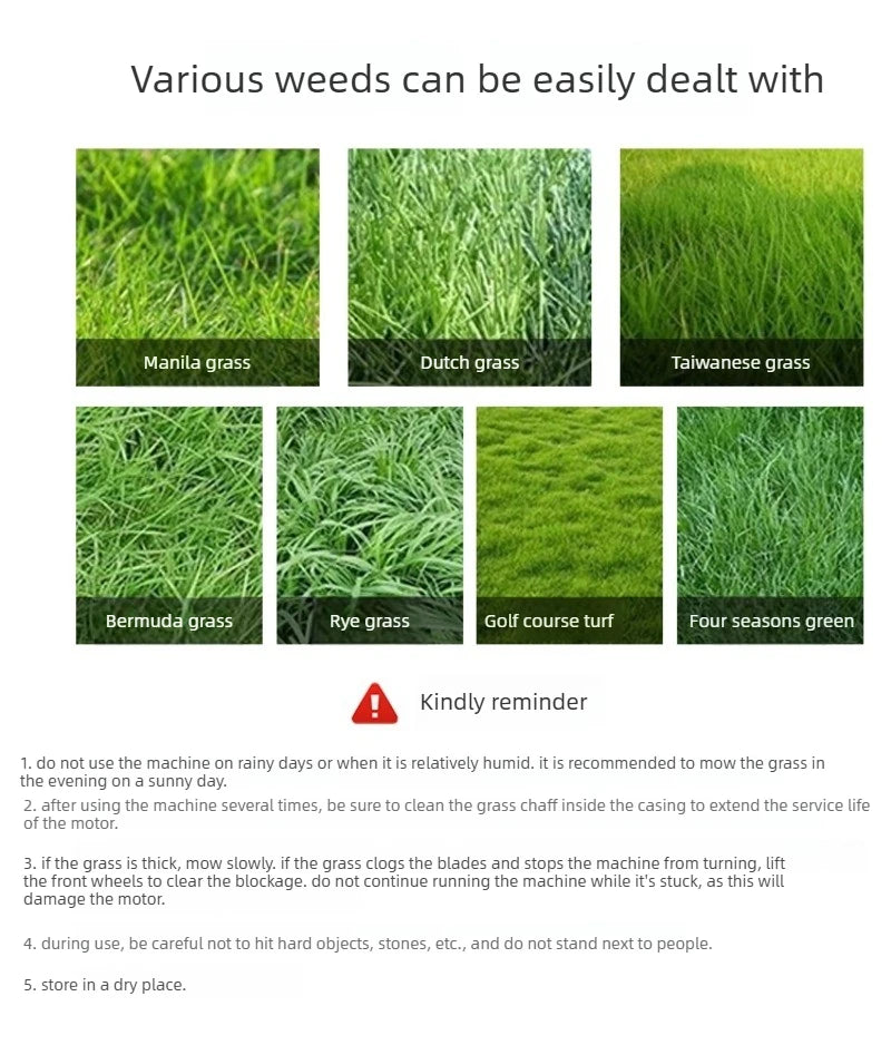 New Type Electric Walk Behind Push Lawn Mower Small Household High Power Grass Trimmer Weed Cutting Lawn Mower for Garden