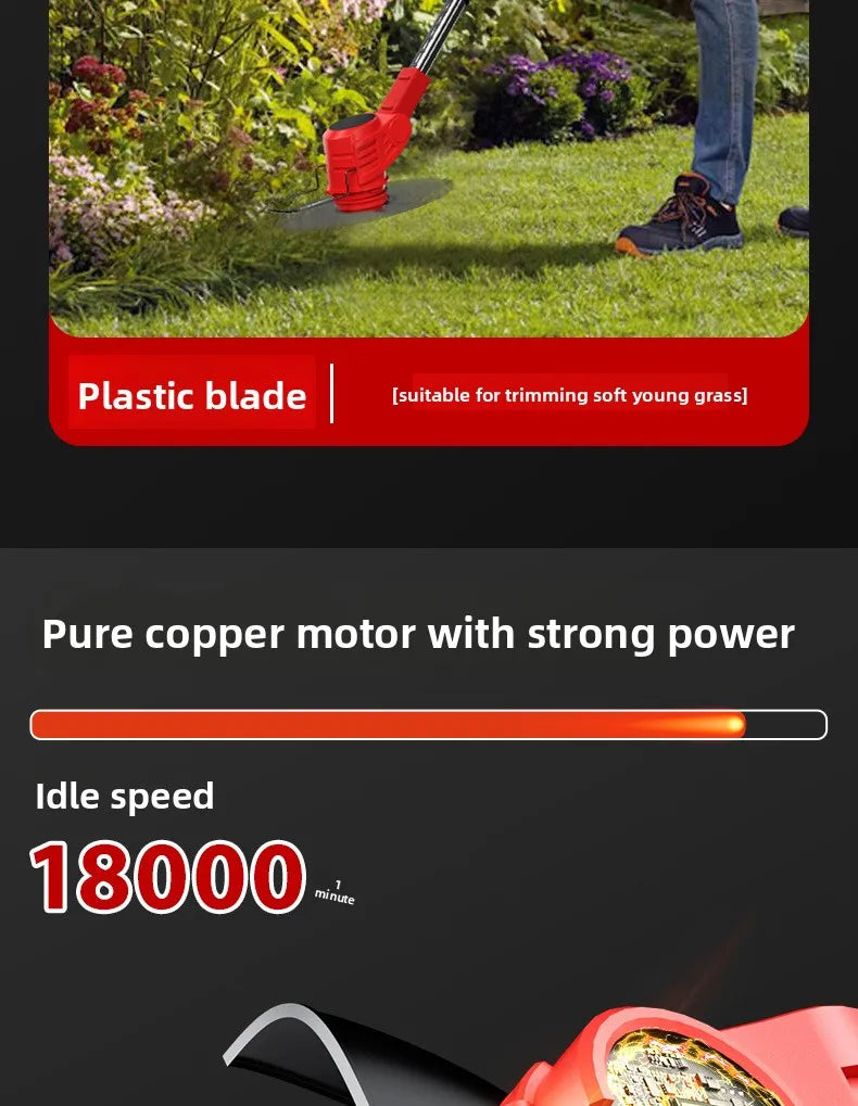 Adjustable Electric Lawn Mower Cordless High Power Wireless Outdoor Home Brush Cutter Brushed Not Included Portable Weeding Tool