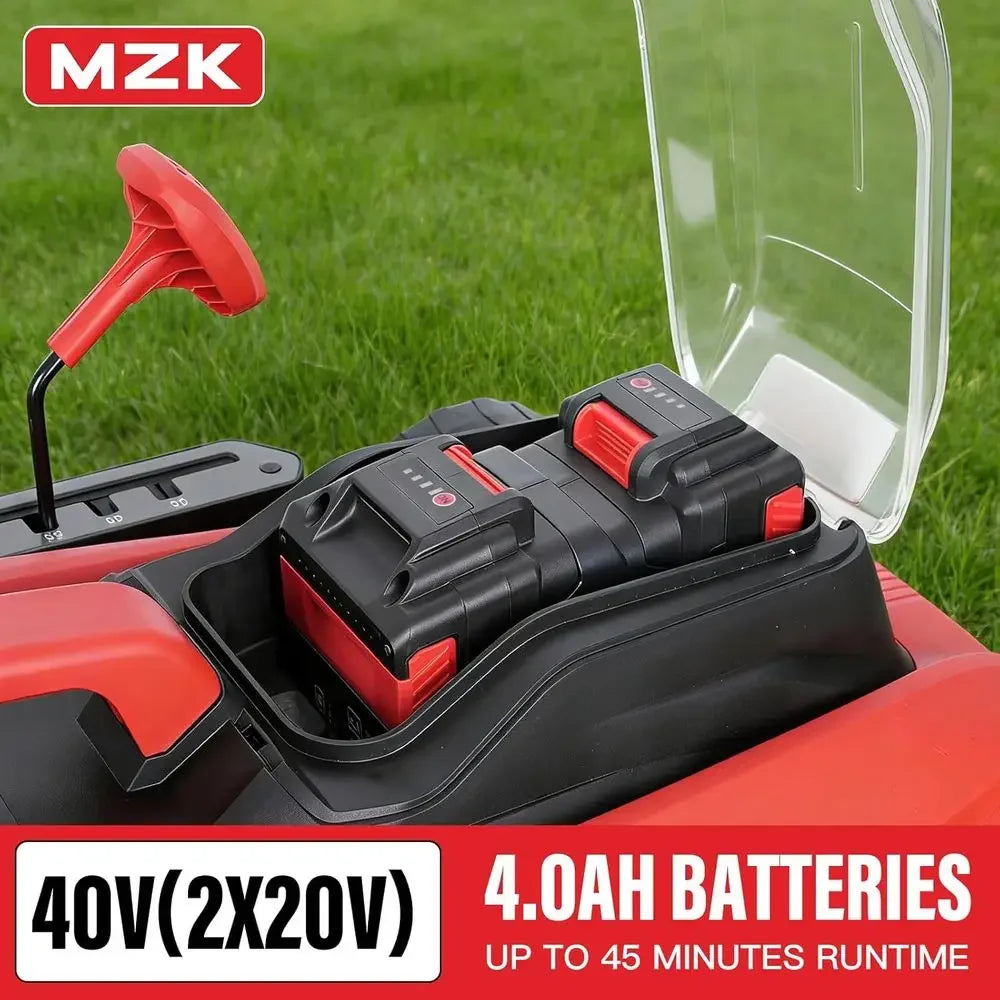 40V 16" Electric Lawn Mower, 2-in-1 Brushless Cordless Lawn Mower, Walk-Behind Push Mowers with 5-Position Height Adjustment, 2