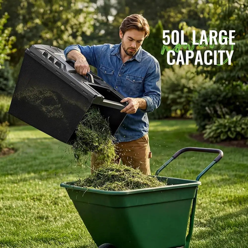 40V Electric Walk-Behind Lawn Mower, 4.0Ah Battery, 17 Cut, 6-Height Settings, Mulching & Bagging