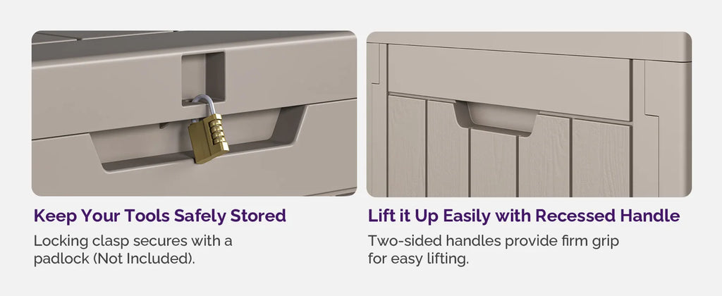 Outdoor Deck Box: Lockable Package Delivery Box, Weather-Resistant Outdoor Storage Bin, 30-Gallon Faux Plank Driftwood