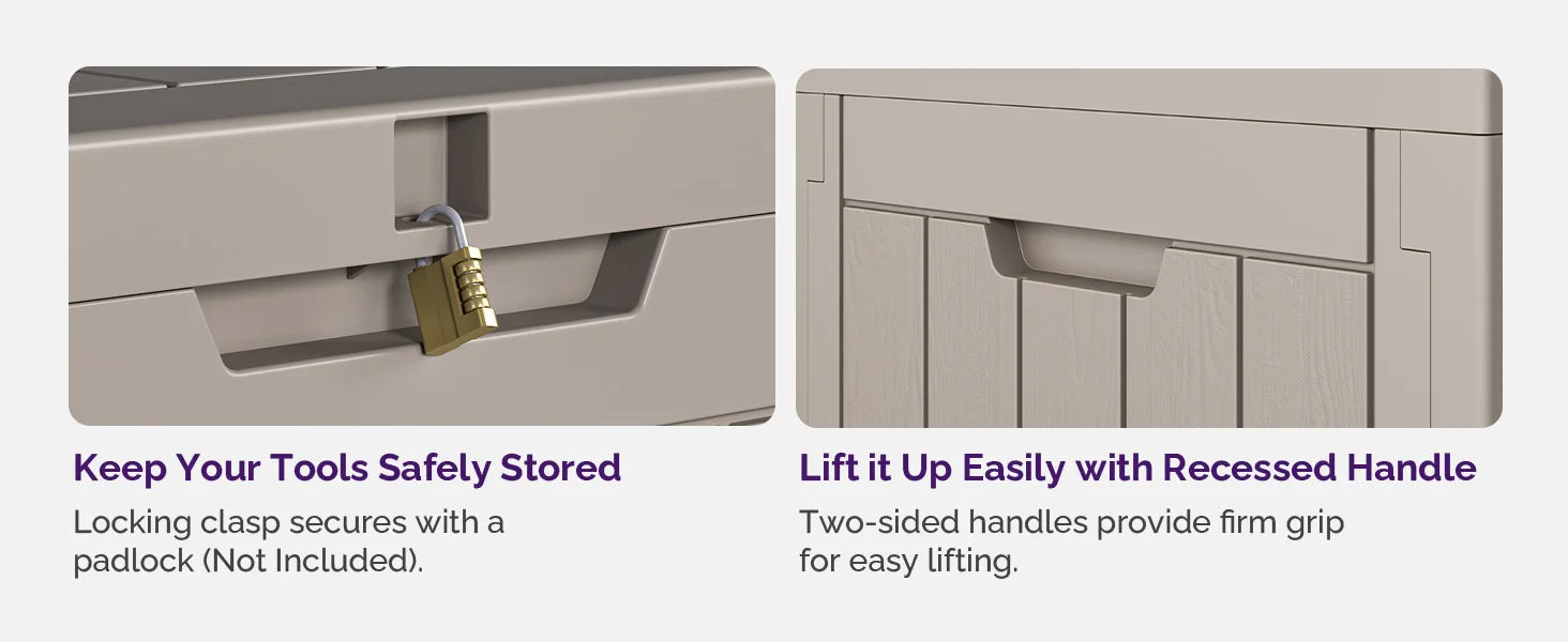 Outdoor Deck Box: Lockable Package Delivery Box, Weather-Resistant Outdoor Storage Bin, 30-Gallon Faux Plank Driftwood