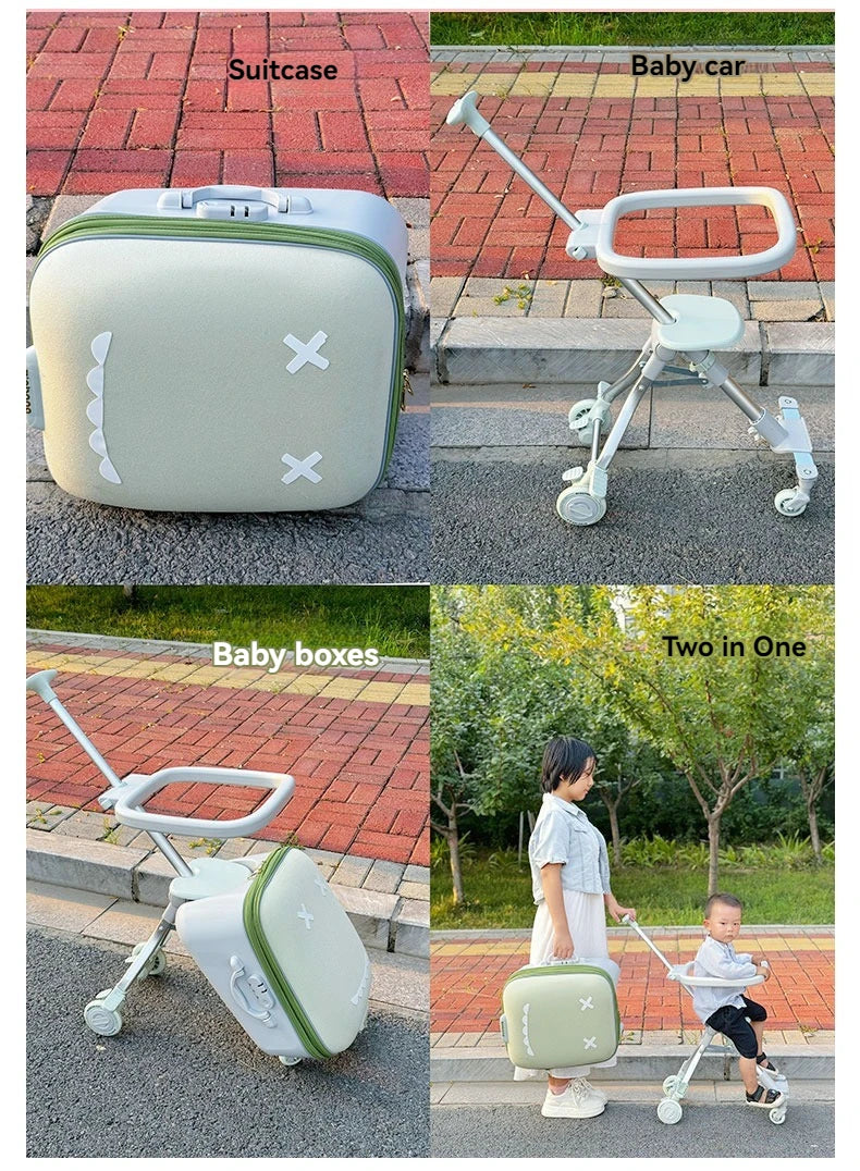 A Children's Suitcase with a Handle, a Travel Case, a Stroller for Taking Kids Out, a Travel Wonder, and Can Be Ridden on Board.