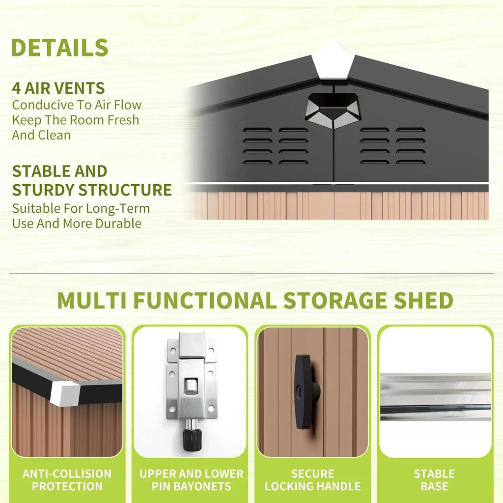 Metal Storage Shed,Outdoor Storage Building 8x6,Large Backyard Shed with Lockable Door,Waterproof Outside Storage, Customized