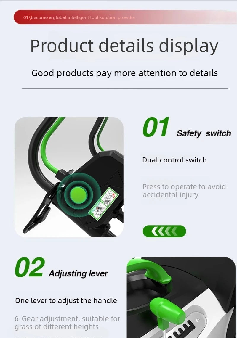 New Type Electric Walk Behind Push Lawn Mower Small Household High Power Grass Trimmer Weed Cutting Lawn Mower for Garden