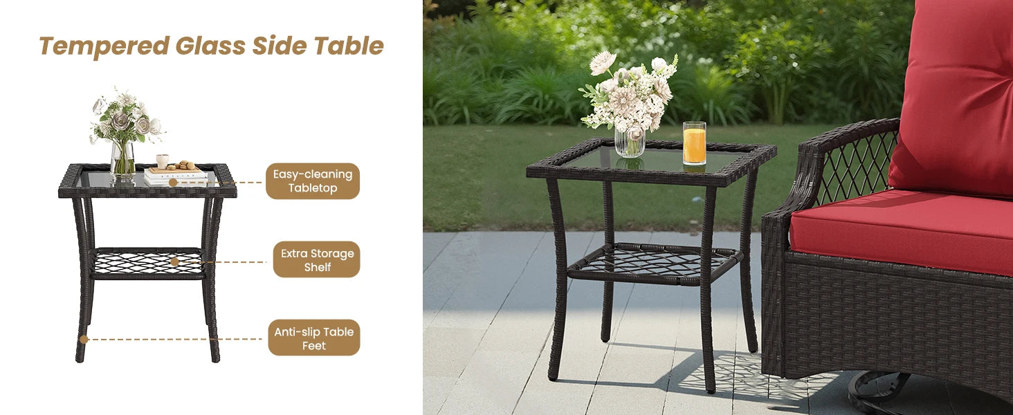 Farini 3-Piece Swivel Patio Bistro Set, Wicker Furniture, Swivel Glider Chairs with Cushions & Table,All-Weather Rattan, Porch