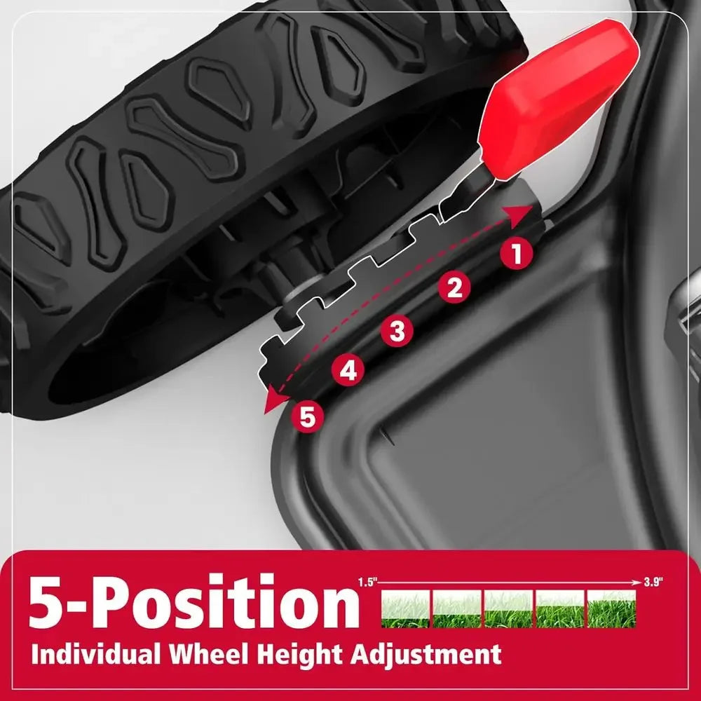 EasyCut 18" 144cc Gas Lawn Mower, Heavy-Duty Steel Deck, Side Discharge, 5-Position Height Setting, Walk-Behind Push Mower with