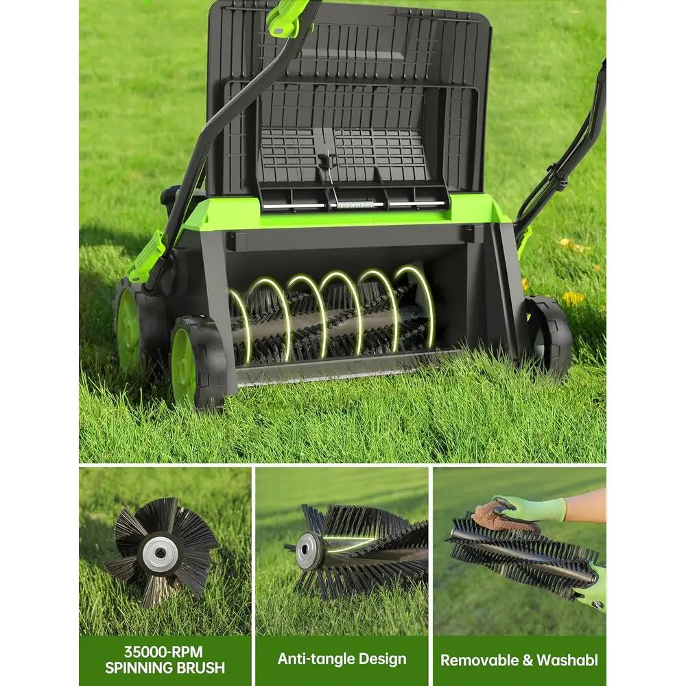 1800W 16 Electric Lawn Sweeper with 45L Detachable Leaf Bag and Powerful Yard Brush