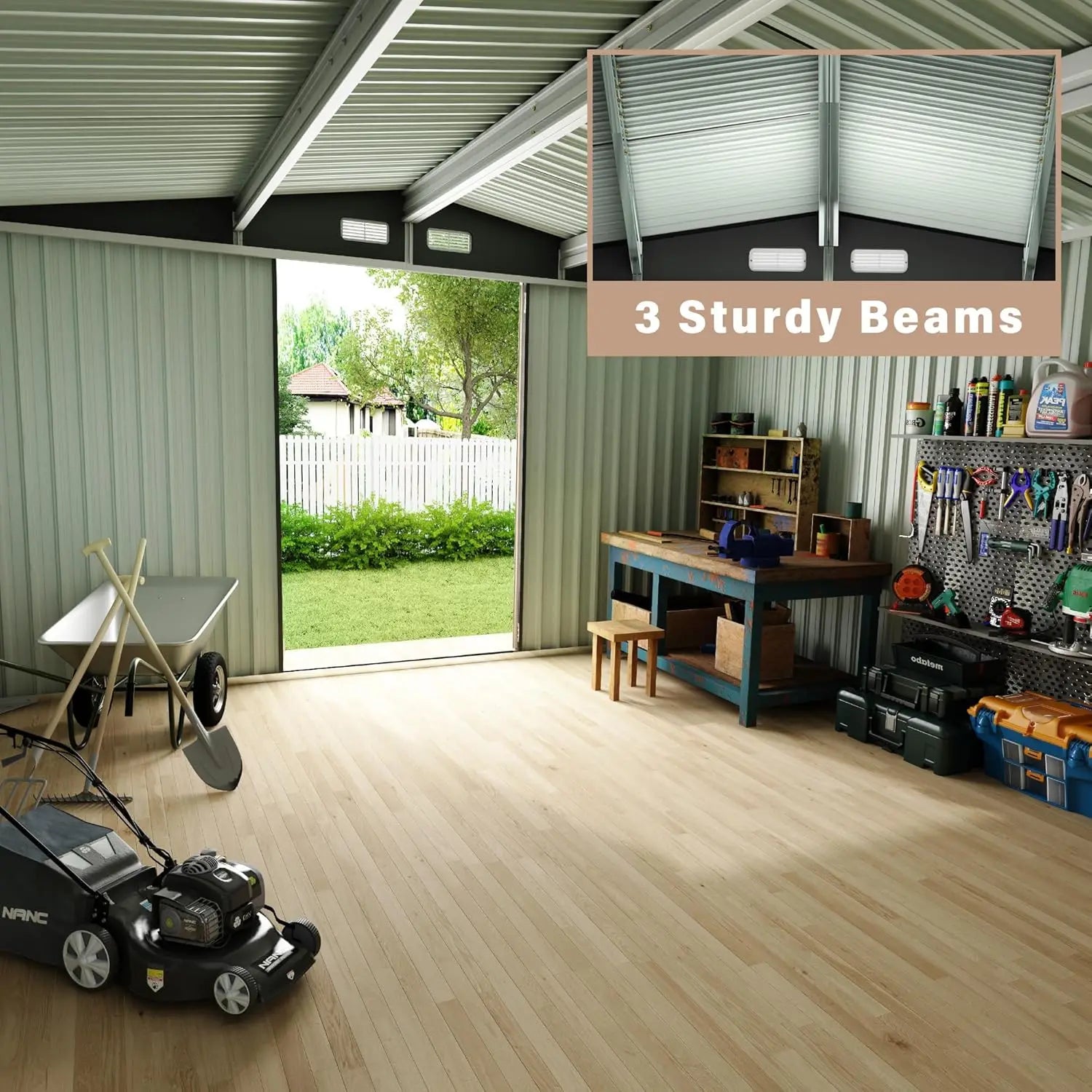 8x10 ft Metal Outdoor Storage Shed, Lockable Door & Air Vent, Yard/Garden Tool Shed for Backyard Patio Lawn, Customized