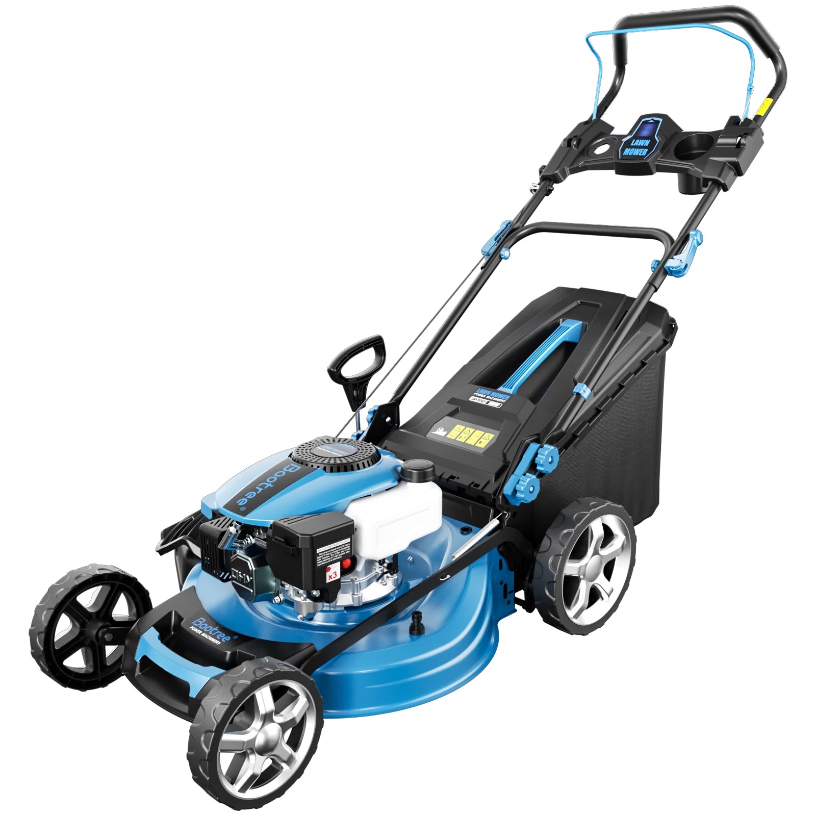 Gas Powered Push Lawnmower, Self-Propelled Gas Lawnmower, 21-Inch Cutting Deck, 201cc 4-Cycle Engine, 7 Levels Adjustable Cutting Height, 3-in-1 Functions (Bagging, Mulching and Side Discharge)
