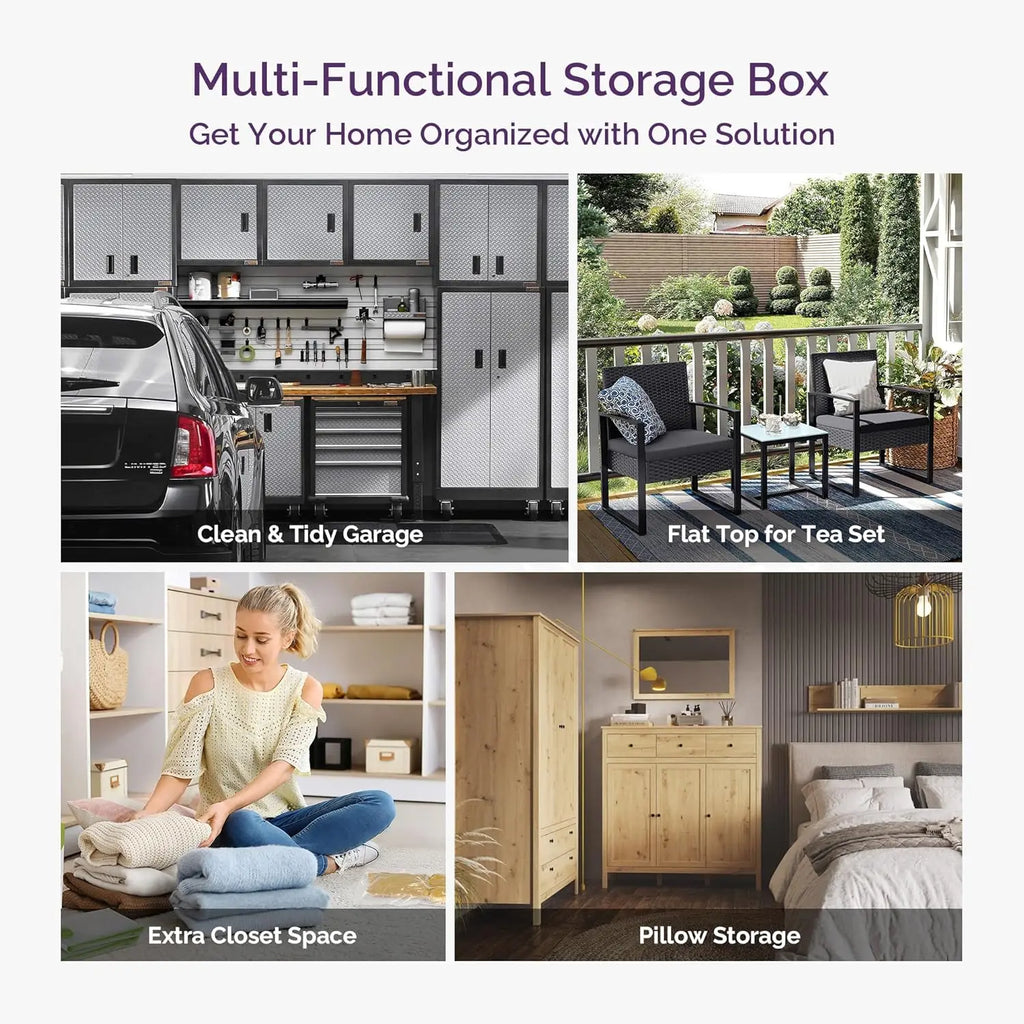 Outdoor Deck Box: Lockable Package Delivery Box, Weather-Resistant Outdoor Storage Bin, 30-Gallon Faux Plank Driftwood