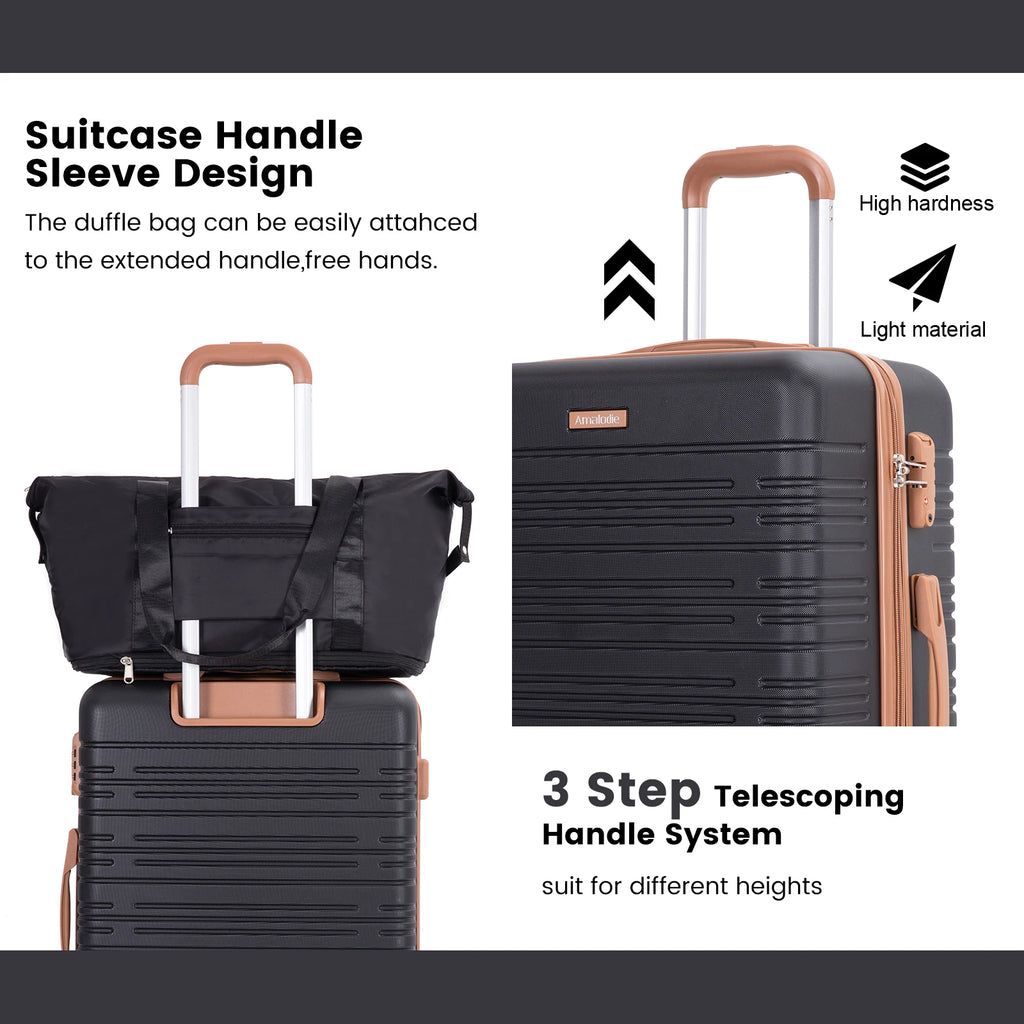 Luggage Sets 4 Piece,Suitcases with Double Spinner Wheels and TSA Lock,Hardcase 4 set 16/20/24/ Luggage  with Travel Duffle Bag