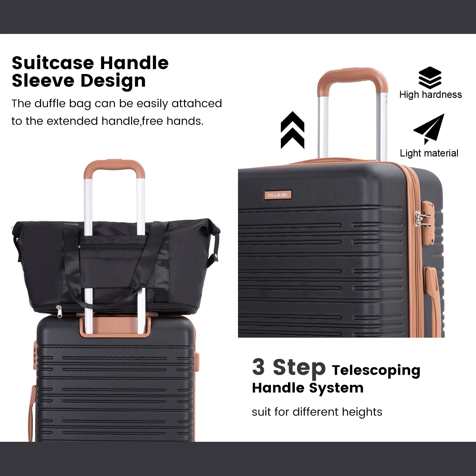 Luggage Sets 4 Piece,Suitcases with Double Spinner Wheels and TSA Lock,Hardcase 4 set 16/20/24/ Luggage  with Travel Duffle Bag