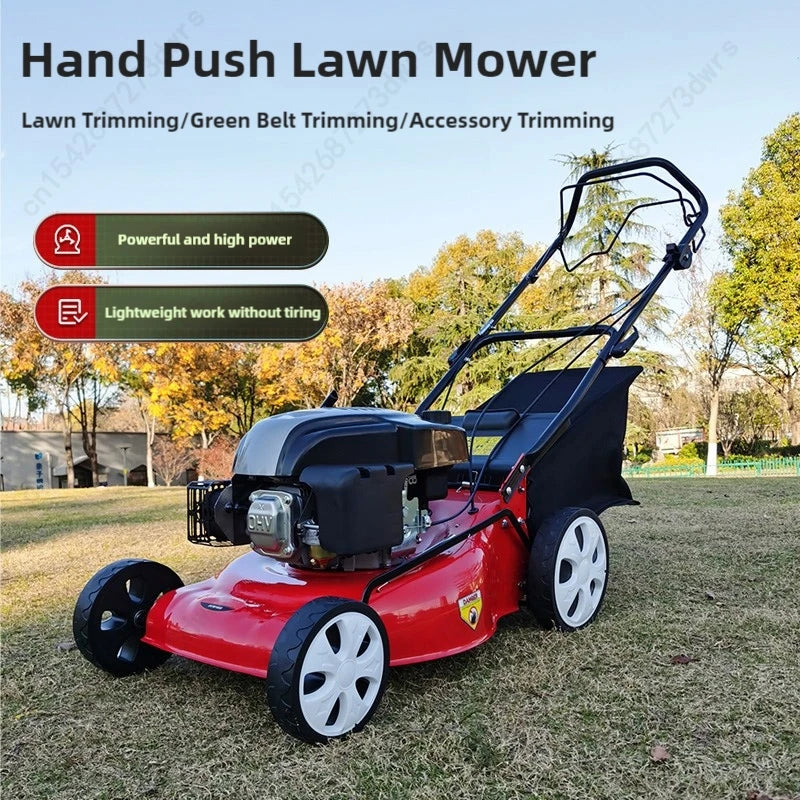 Self-Propelled Gas Lawn Mower with 60L Grass Collection Bag, Petrol Grass Cutter Weed Trimmer for Garden Lawn Care