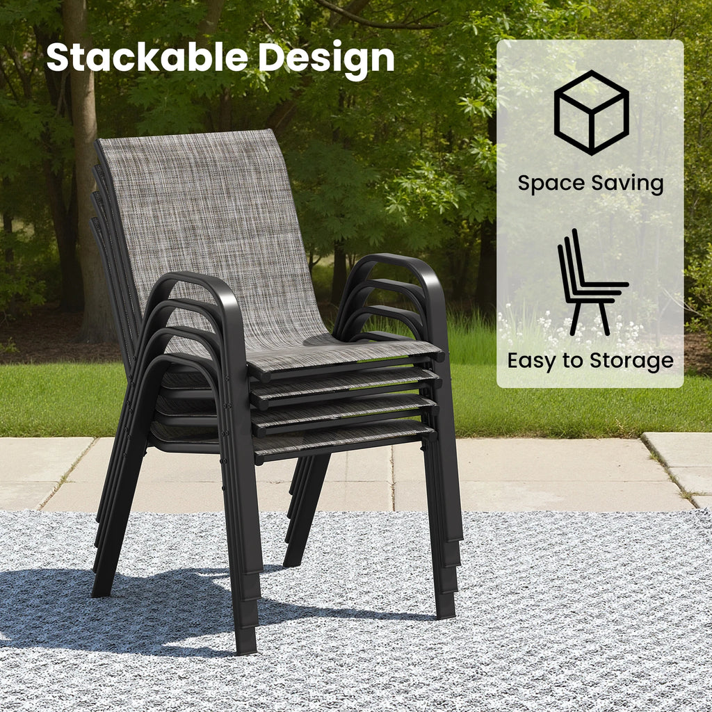 Farini 7-Piece Outdoor Dining Set for 6, Round Patio Table with 6 Chairs, Garden Furniture for Backyard, Deck