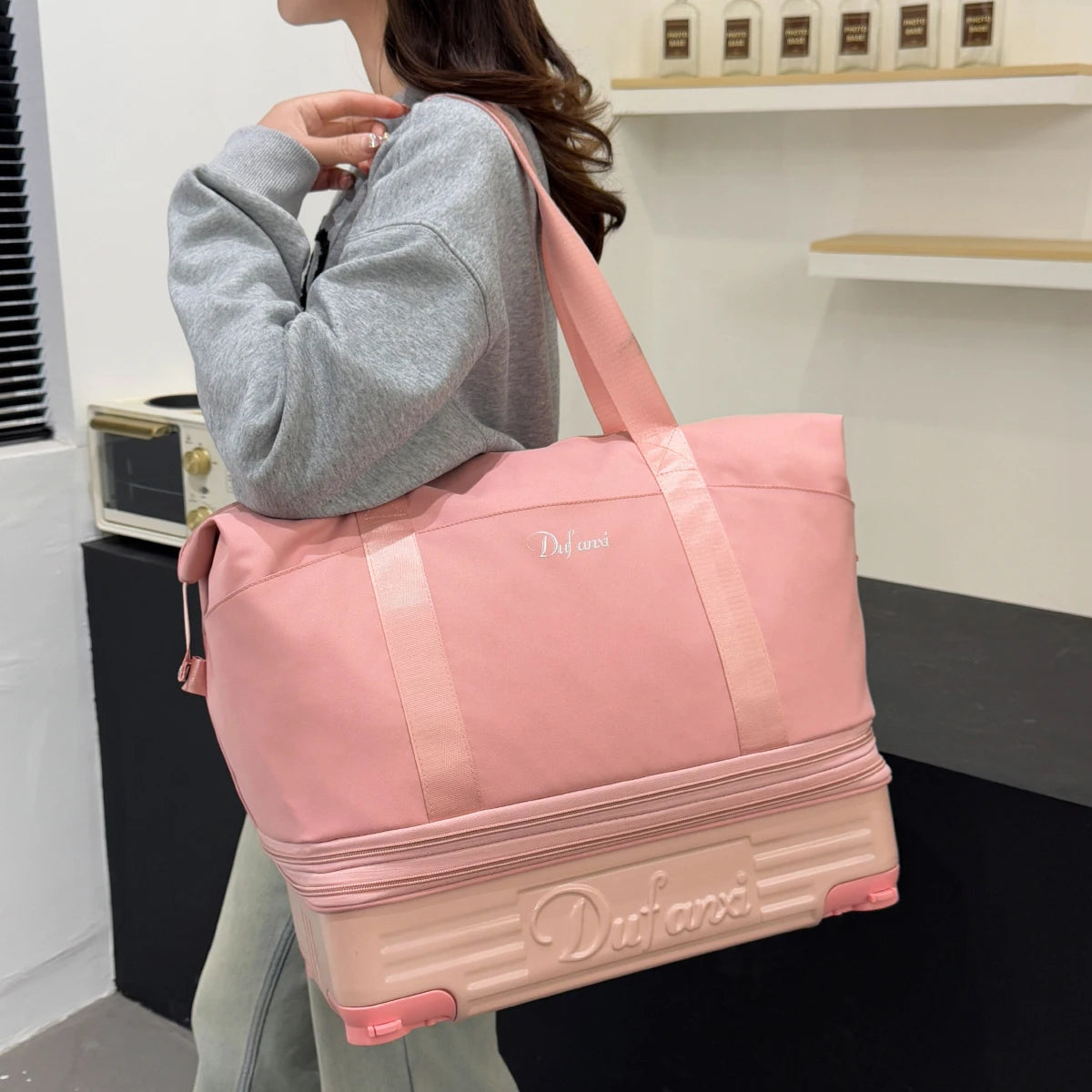Luggage Bag with Wheels, Travel Bag with Universal Wheels, Foldable Suitcase, Lightweight Trolley Bag, Large Capacity Hand-Pulled Backpack for Going Abroad and Returning Home