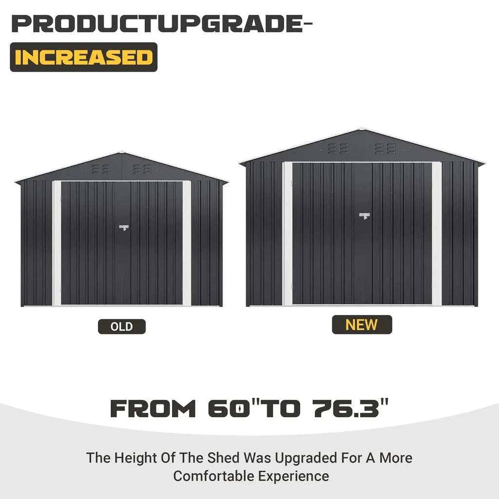 8x12 FT Metal Outdoor Storage Shed Updated Frame Tool Backyard Garden Patio Lawn, Custom