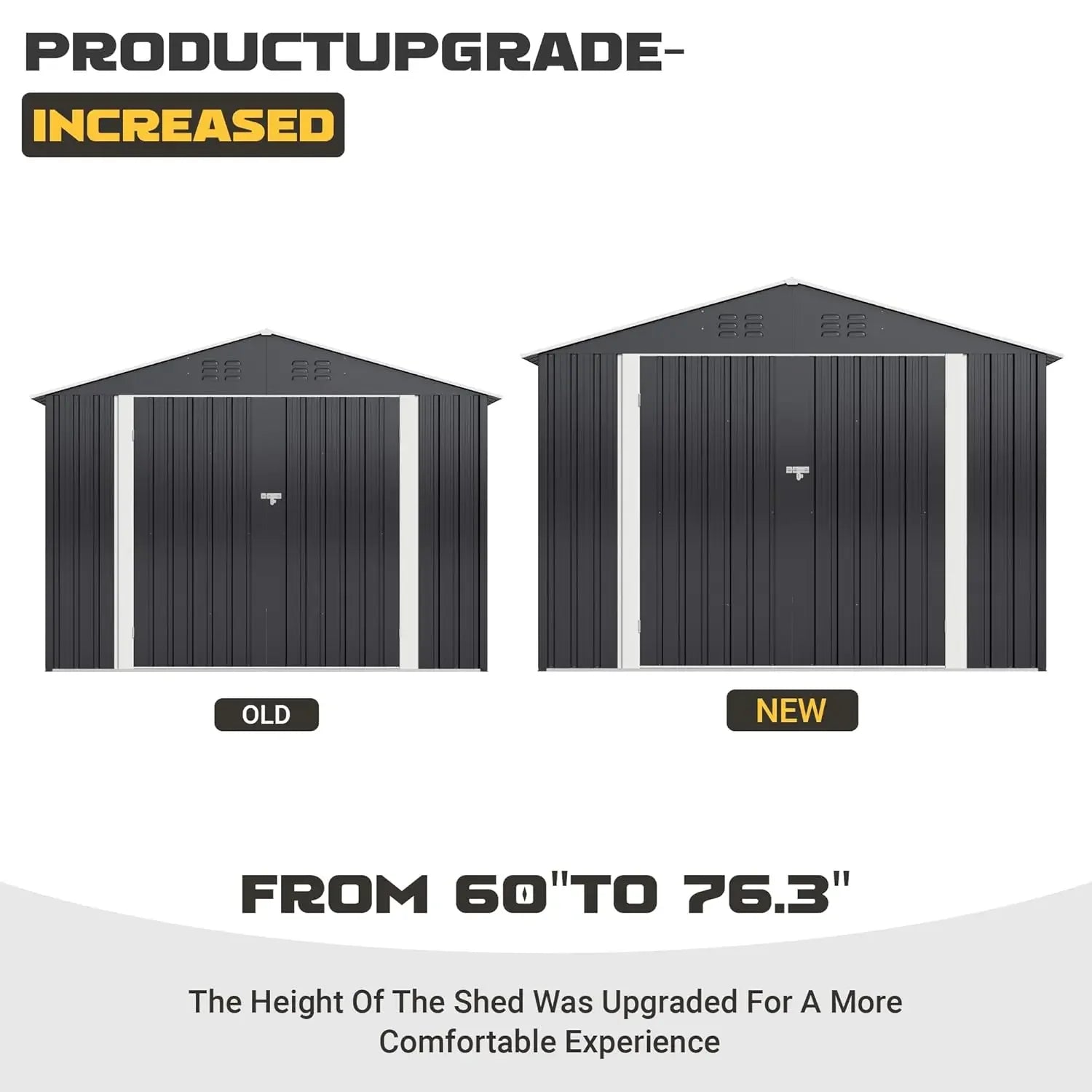 8x12 FT Metal Outdoor Storage Shed Updated Frame Tool Backyard Garden Patio Lawn, Custom
