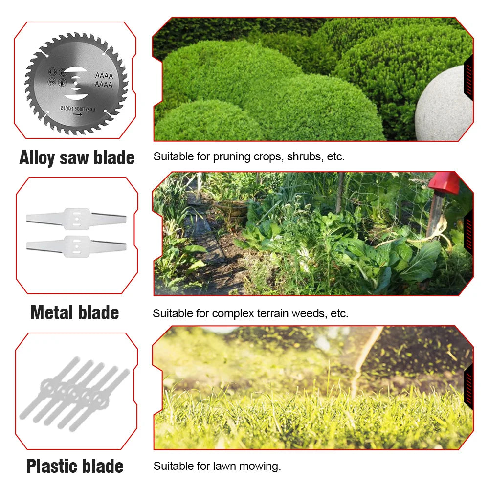 ONEVAN 7 Inch Electric Foldable Lawn Mower Cordless Grass Trimmer Adjustable Telescopic Garden Cutter For Makita Battery Pin