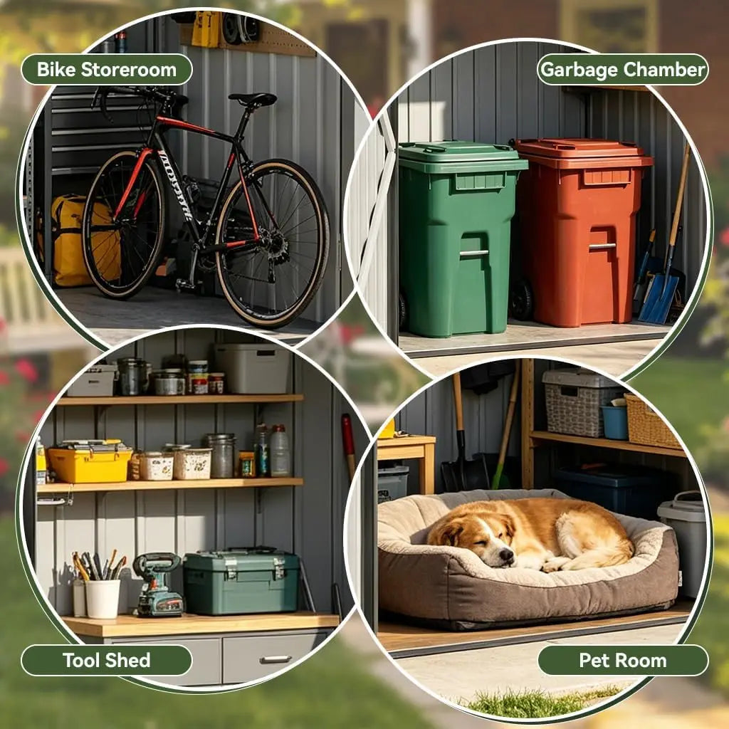 Weather-Resistant Metal Storage Shed Window & Lockable & Ventilated Backyard, Custom