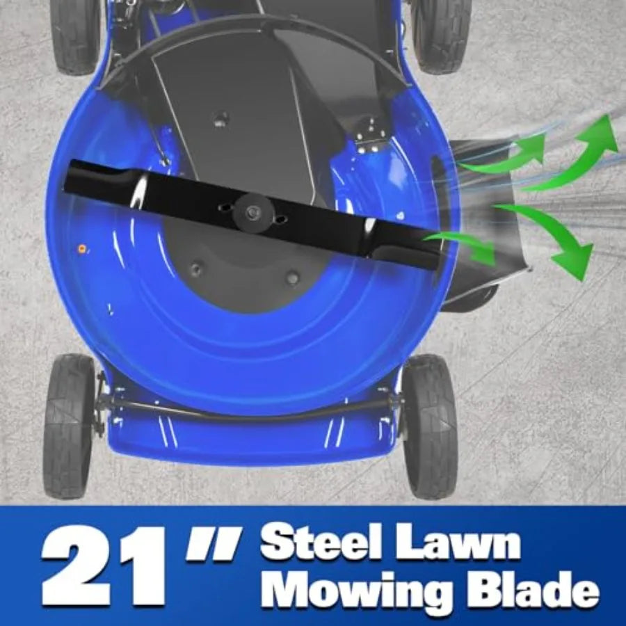 21 Inch Self Propelled Gas Lawn Mower 201cc 4-Cycle OHV Engine 3-in-1 Functions Bagging Mulching and Side Discharge with 8-Posi